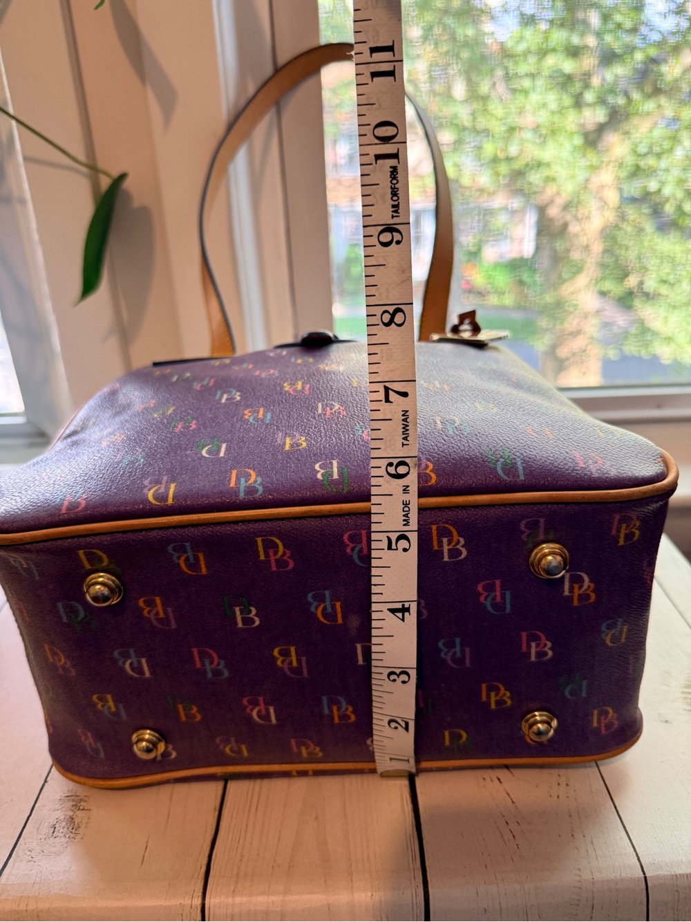 Dooney & Bourke | Y2K “IT Collection” Multicolor Monogram Shopper Tote, Purple - Picture 12 of 15